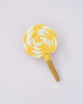 Sale Felt Yellow and White Swirl Lollipop