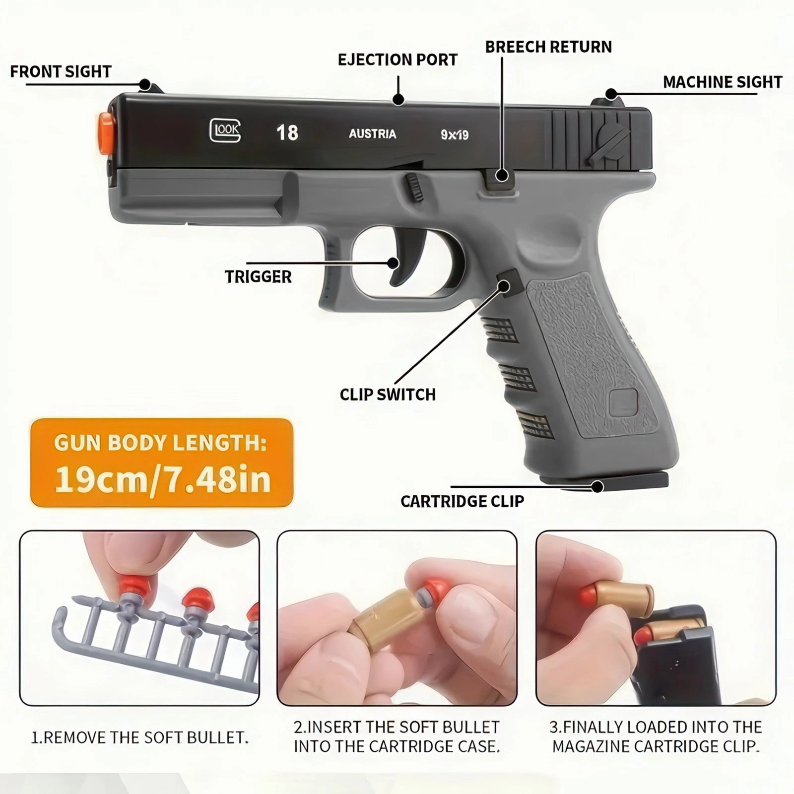Semi-Automatic Toy Handgun for Boys