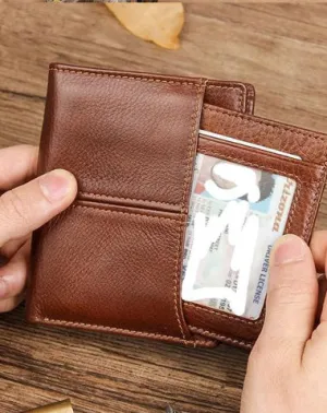 Simple Anti-Theft Leather Men's RFID billfold Wallet Multi-Card Wallet For Men
