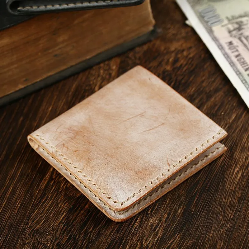 Simple SLim  Handmade Cool Mens Black billfold Wallet Blue Card Wallet Brown Wallet For Men