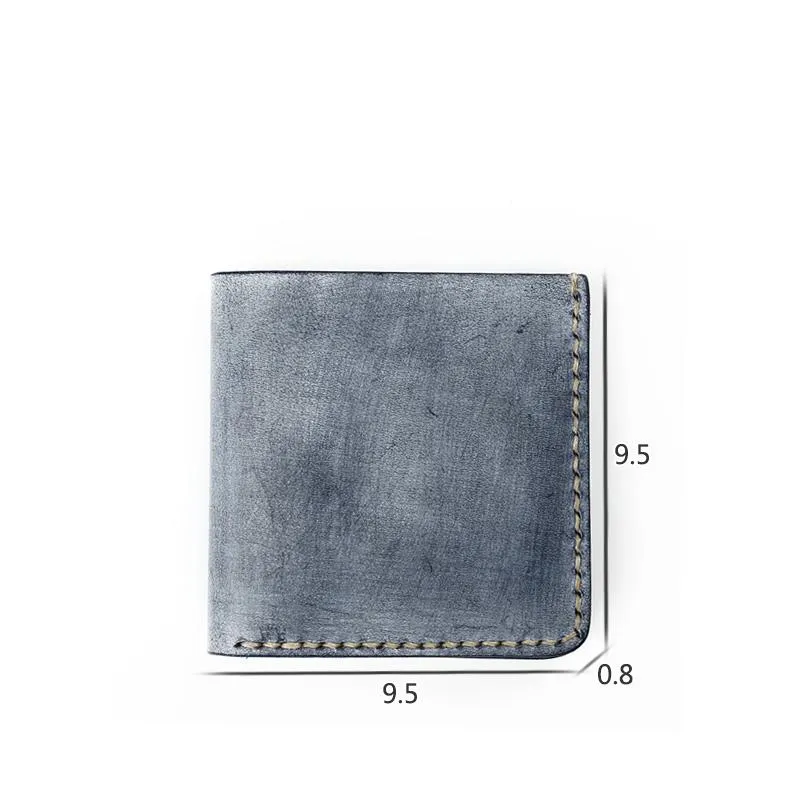 Simple SLim  Handmade Cool Mens Black billfold Wallet Blue Card Wallet Brown Wallet For Men
