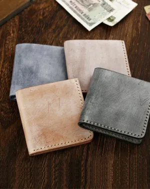 Simple SLim  Handmade Cool Mens Black billfold Wallet Blue Card Wallet Brown Wallet For Men