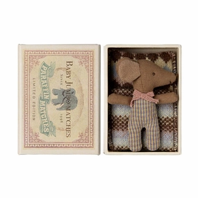 Sleepy Wakey Baby Mouse in a Matchbox - Rose