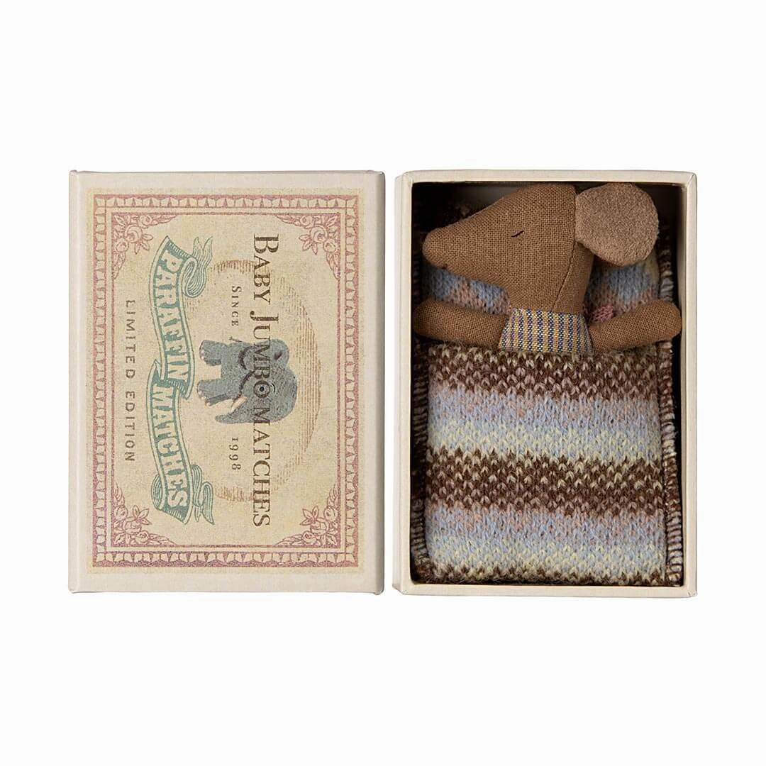 Sleepy Wakey Baby Mouse in a Matchbox - Rose
