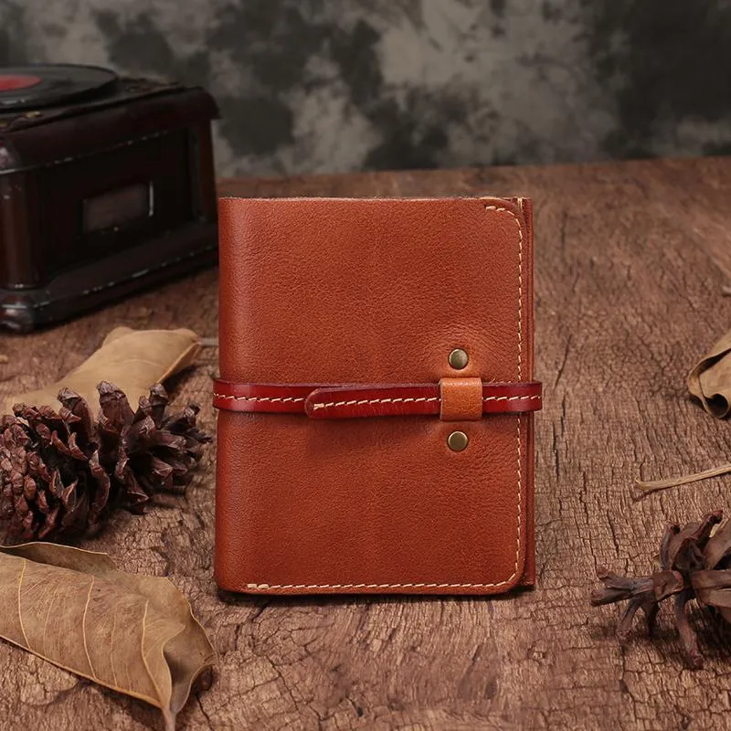 Slim Mens Black Leather Vertical Small billfold Wallet Bifold Brown Small Wallet for Men