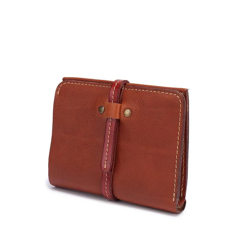 Slim Mens Brown Leather Vertical Small billfold Wallet Bifold Black Small Wallet for Men