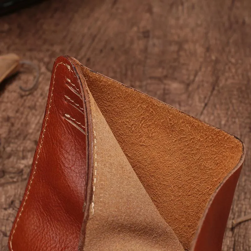 Slim Mens Brown Leather Vertical Small billfold Wallet Bifold Black Small Wallet for Men