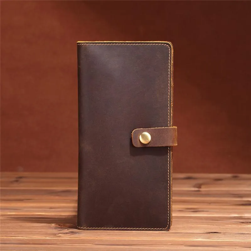Slim Mens Leather Bifold Long Wallet Bifold Long Wallet for Men