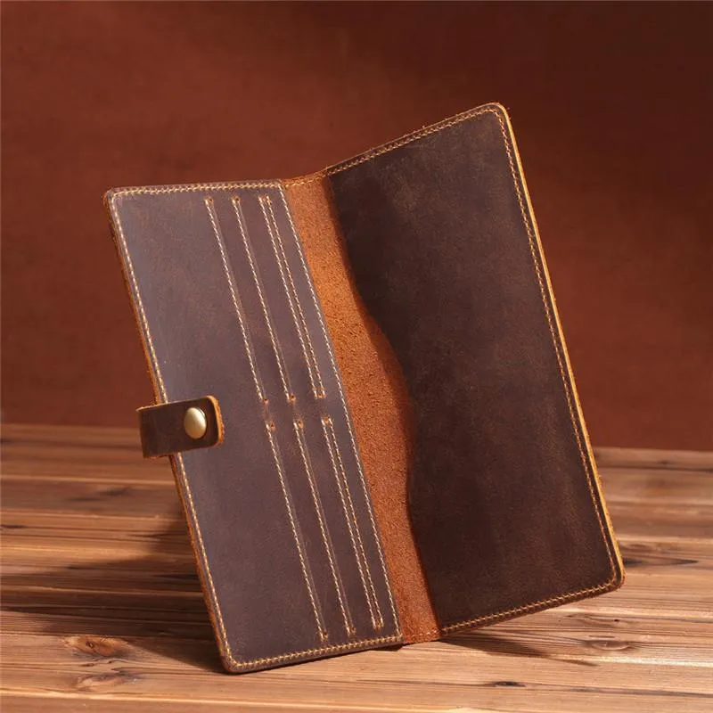 Slim Mens Leather Bifold Long Wallet Bifold Long Wallet for Men