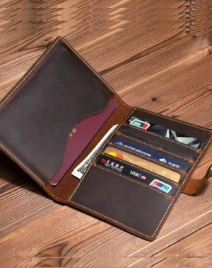Slim Mens Small Bifold Travel Wallet billfold Wallet Passport Wallet for Men