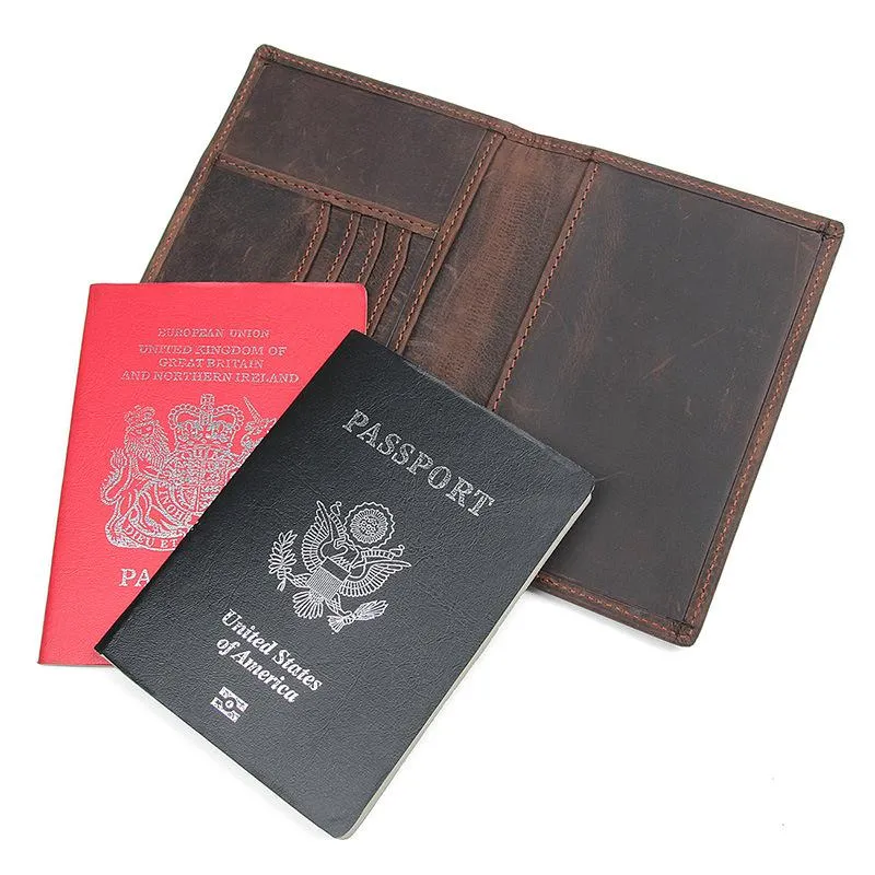 Slim RFID Men's Leather Bifold billfold Passport Wallet Travel Wallet Ticket Wallet For Men