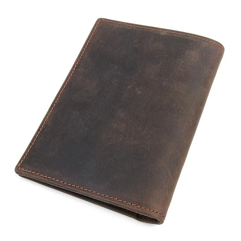 Slim RFID Men's Leather Bifold billfold Passport Wallet Travel Wallet Ticket Wallet For Men