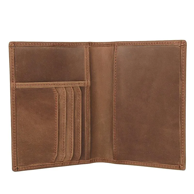 Slim RFID Men's Leather Bifold billfold Passport Wallet Travel Wallet Ticket Wallet For Men