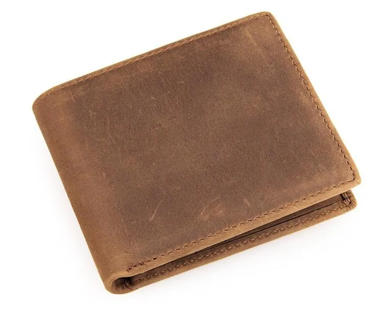 Slim Vintage MENS Leather Bifold Wallet Long and Small Wallet billfold Wallet for MEN