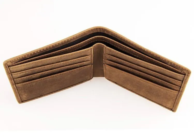 Slim Vintage MENS Leather Bifold Wallet Long and Small Wallet billfold Wallet for MEN