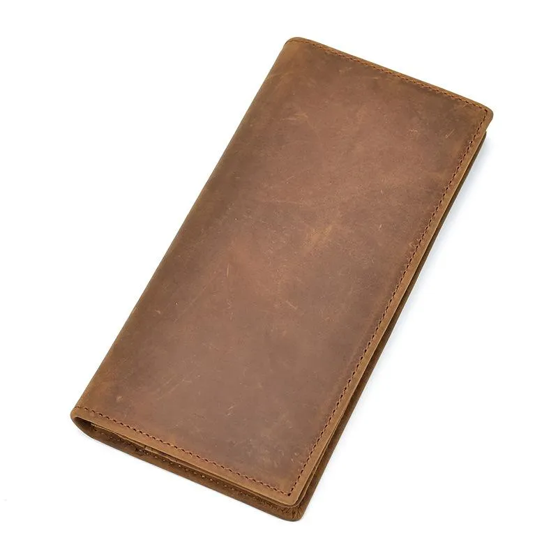 Slim Vintage MENS Leather Bifold Wallet Long and Small Wallet billfold Wallet for MEN