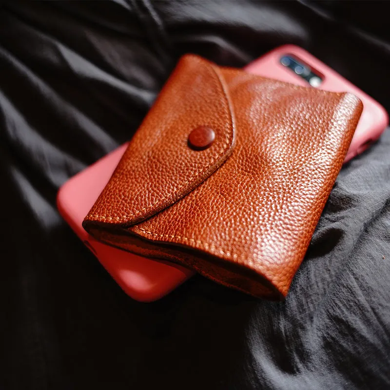 Slim Womens Black Leather Billfold Wallet Small Wallet with Coin Pocket Envelope Wallet for Ladies