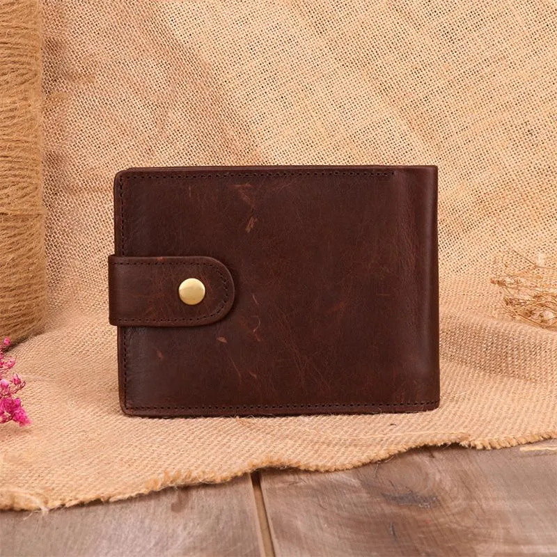 Small Trifold Leather Mens Wallet Billfold Wallet Trifold Wallet Driver's License Wallet for Men