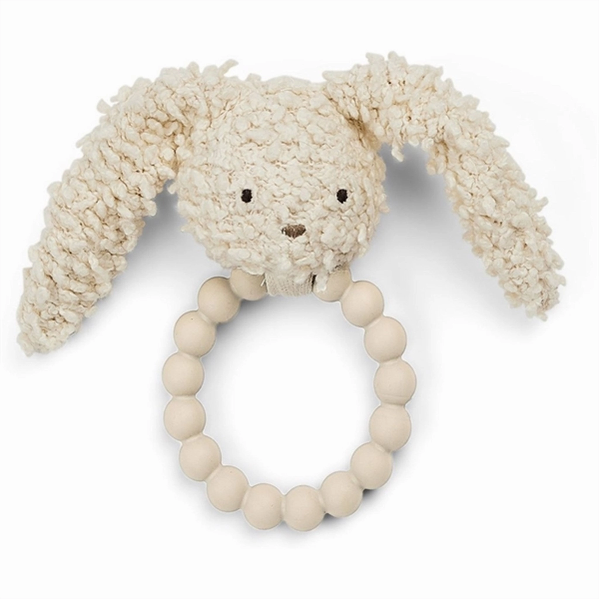 Smallstuff Rattle with Silicone Ring Bunny Off White