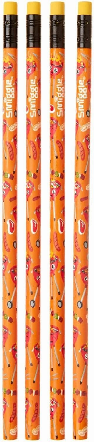 SMIGGLE BBQ Scented Pencil Pack X4 Scented HB Wooden With Eraser Top
