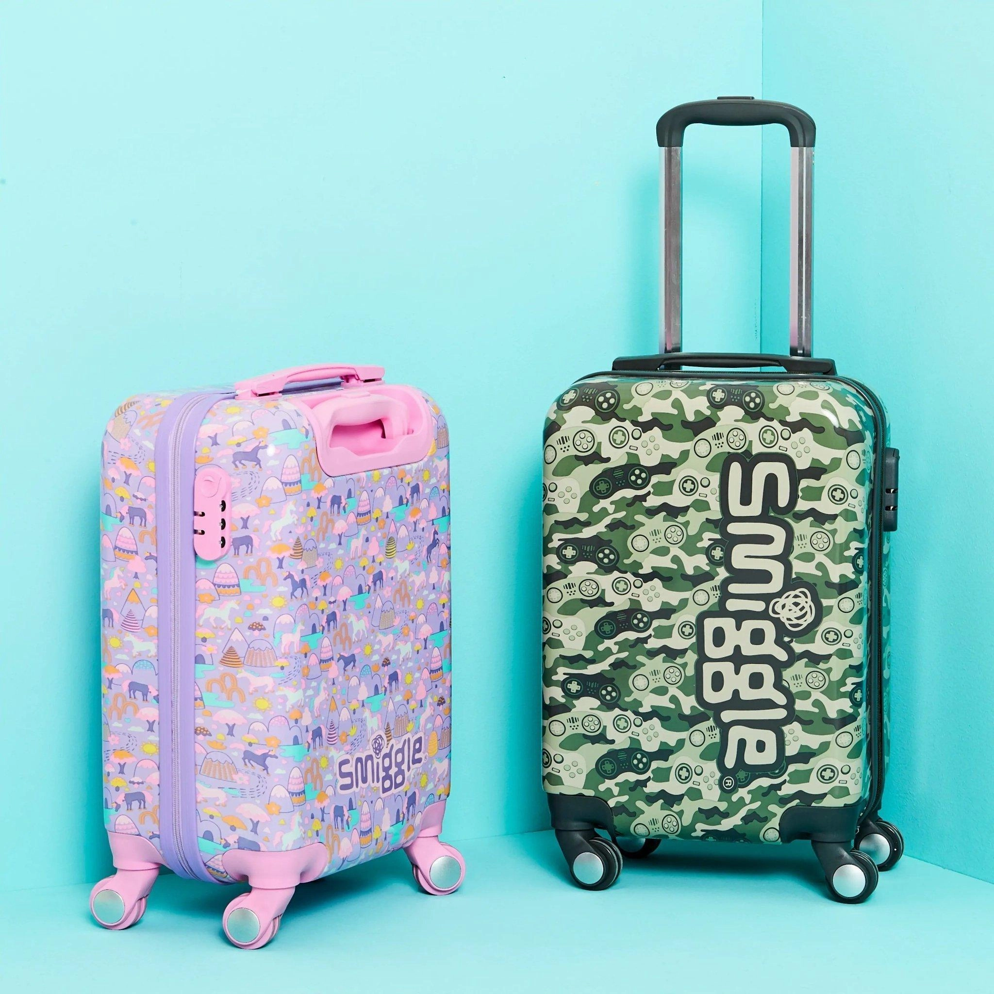 SMIGGLE Beam Four Wheel Travel Trolley Bag, Colour Khaki