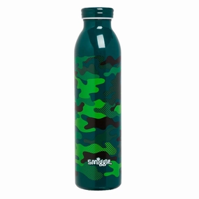 SMIGGLE Budz Slimline Stainless Steel Drink Bottle, Camouflage Print