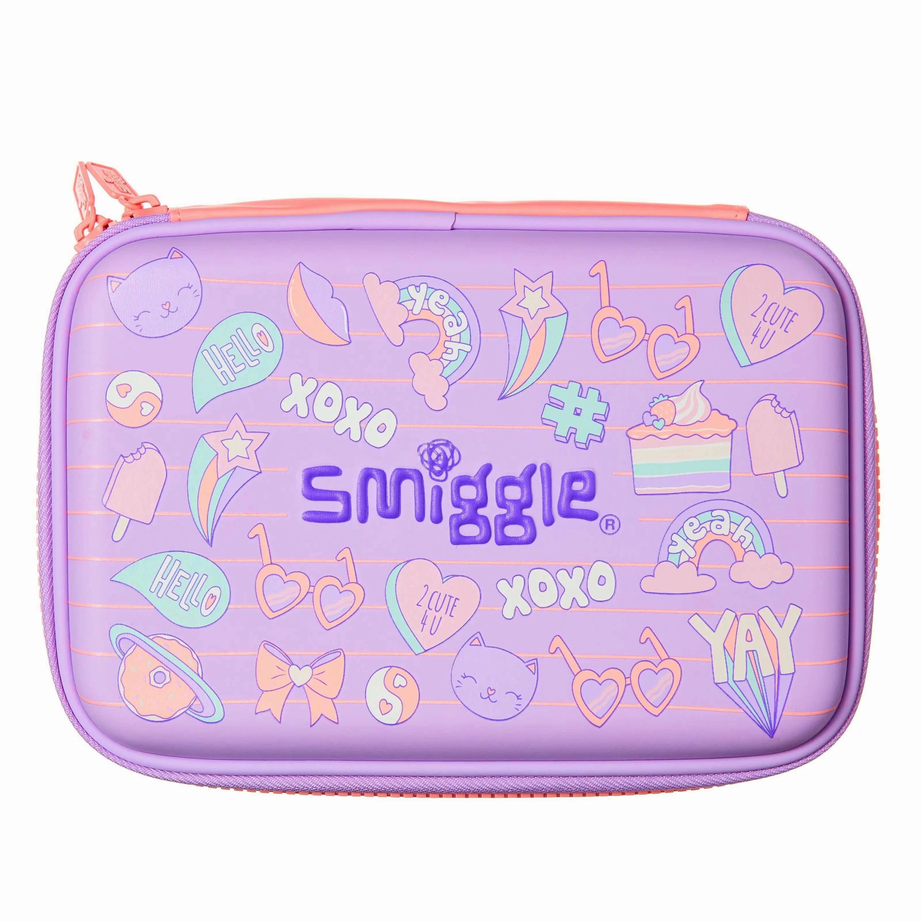 SMIGGLE Craze Id Hardtop Pencil Case Colour Coral