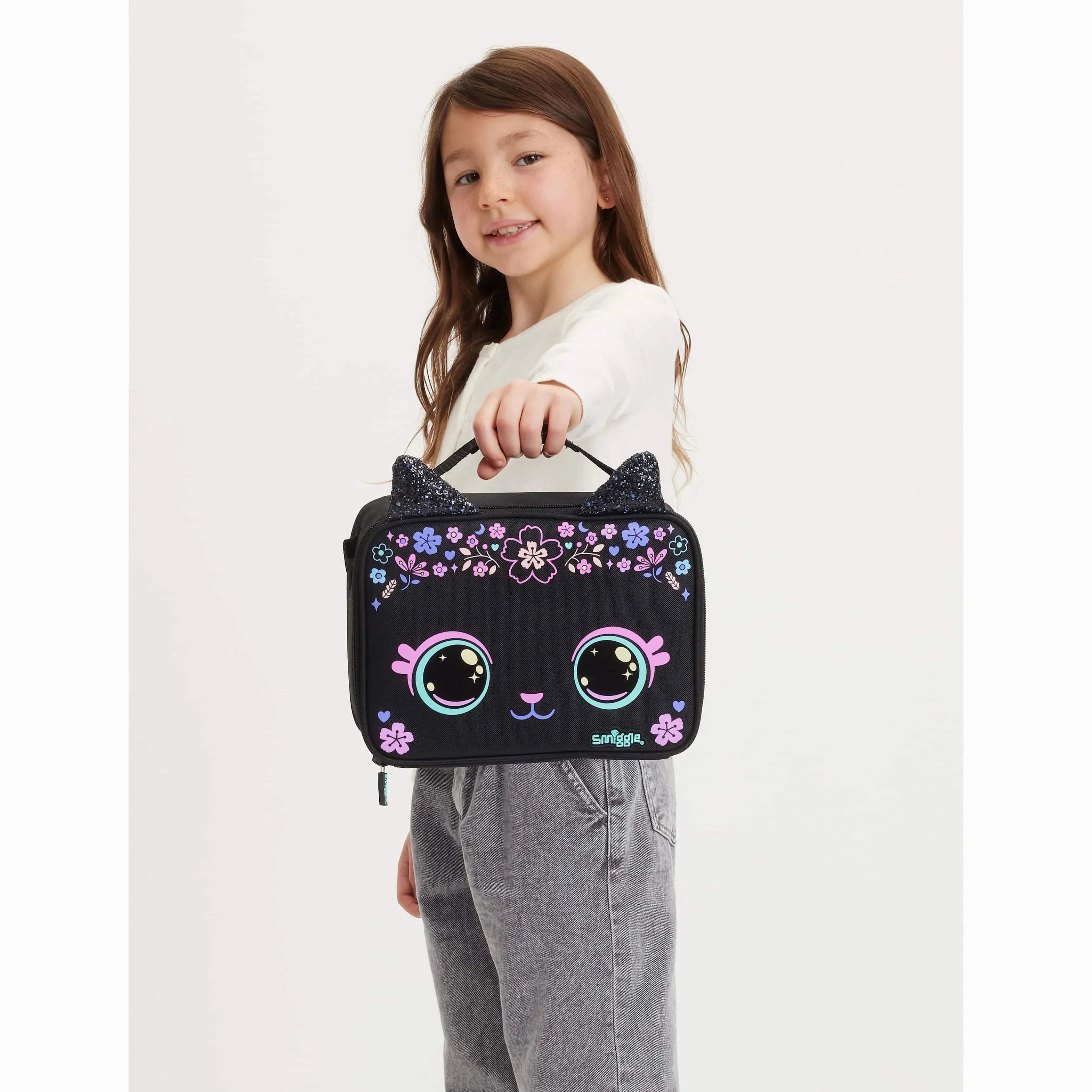 Smiggle Eclipse Oblong Attach Lunchbox - Black Mix