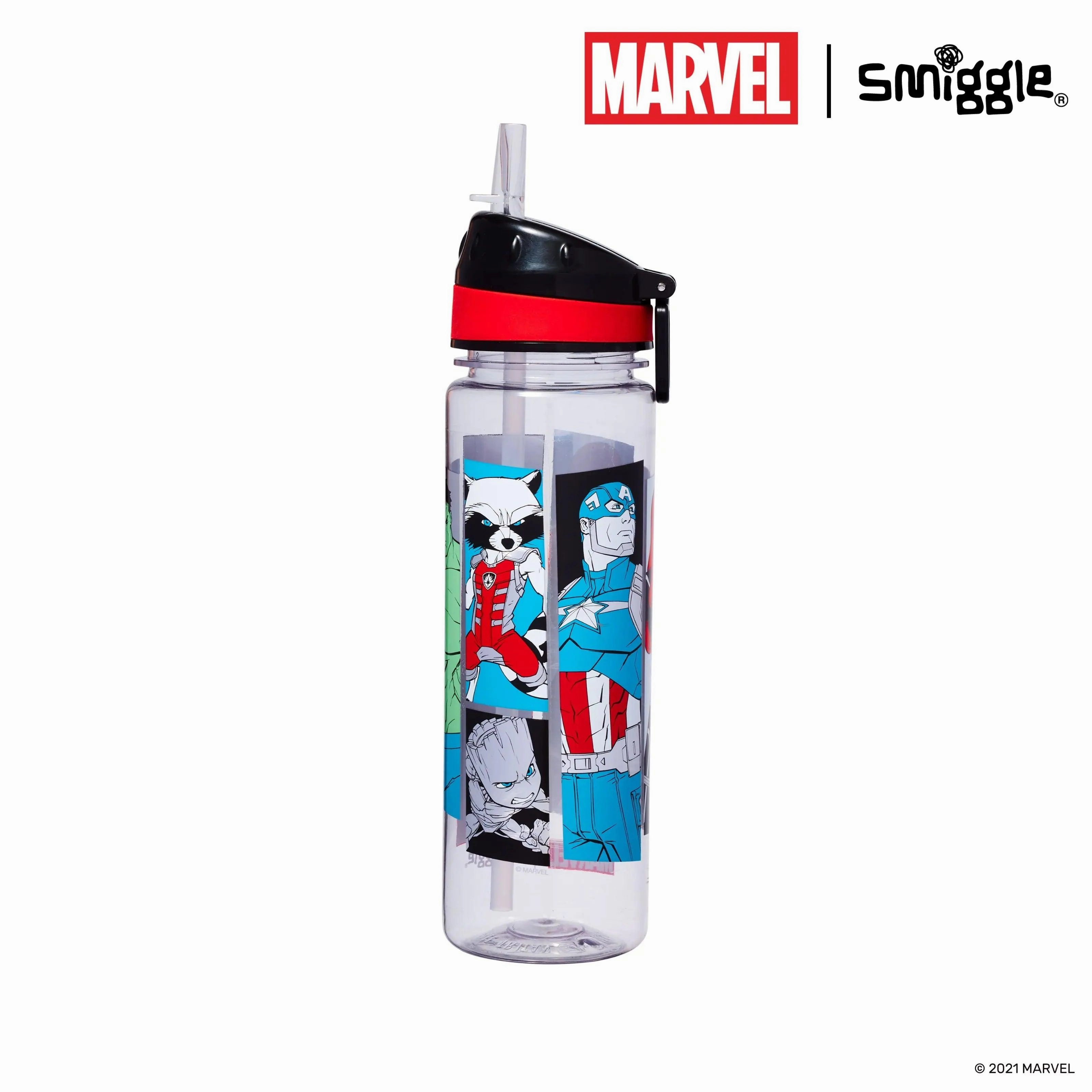 SMIGGLE Marvel Drink Up Plastic Bottle 650Ml - Black
