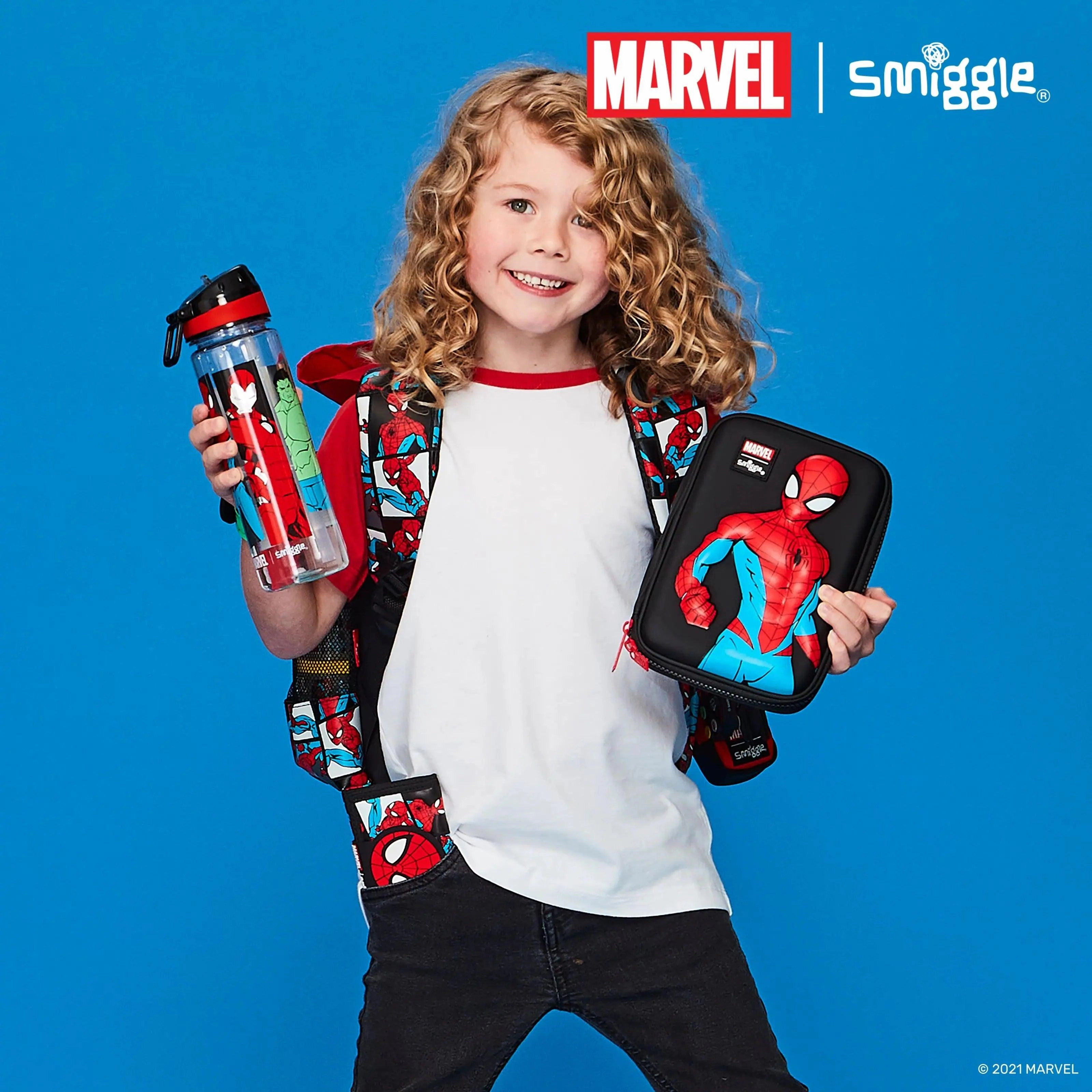 SMIGGLE Marvel Drink Up Plastic Bottle 650Ml - Black