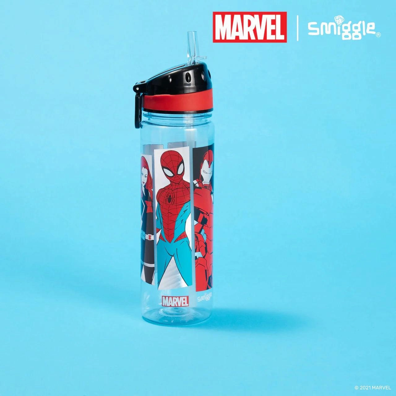 SMIGGLE Marvel Drink Up Plastic Bottle 650Ml - Black