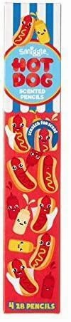 SMIGGLE Pencils x 4 Pack Scented With Eraser Top - Hot Dog Scent