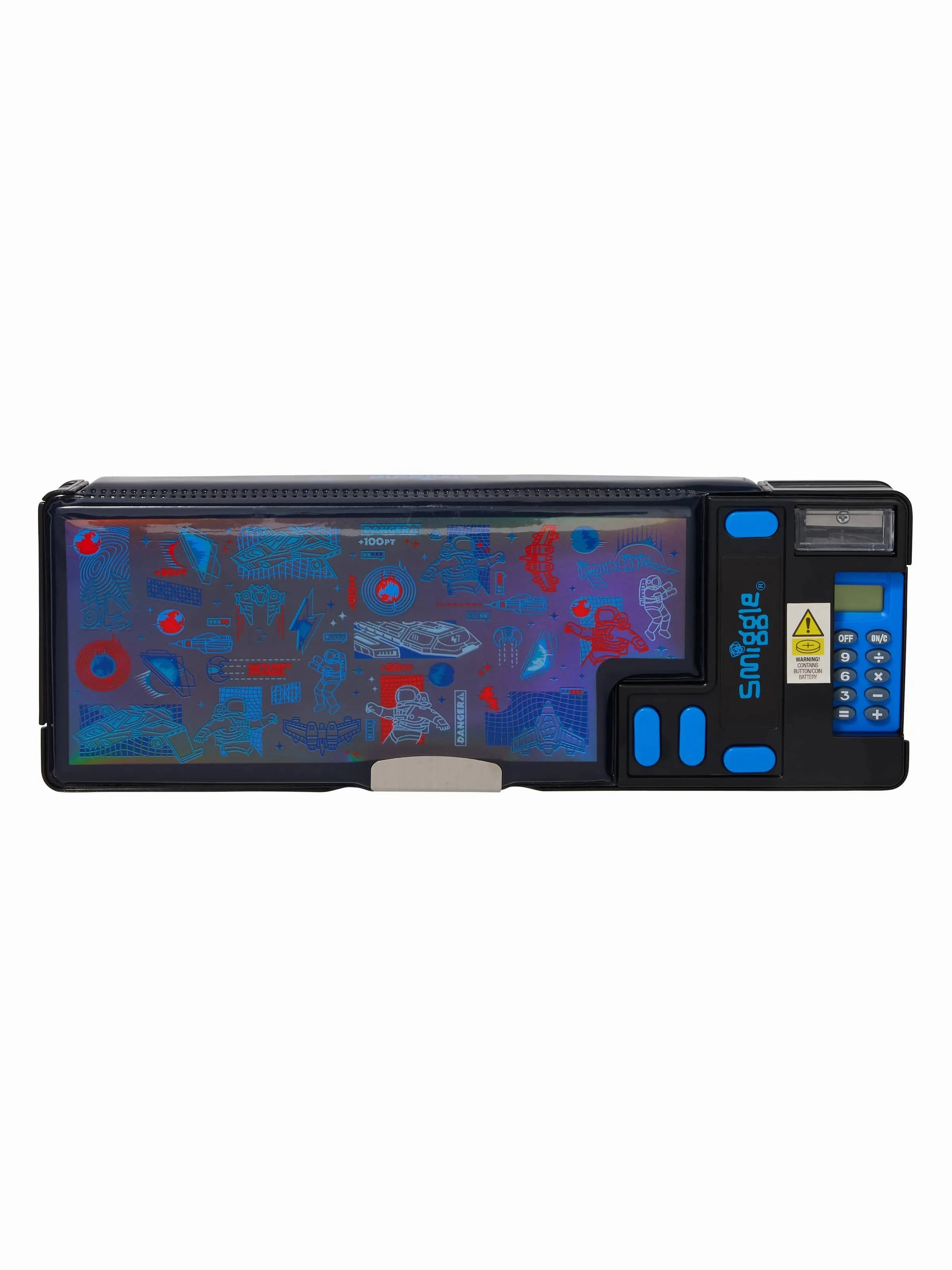 Smiggle Rush Pop Out Pencil Case - Black Mid Blue