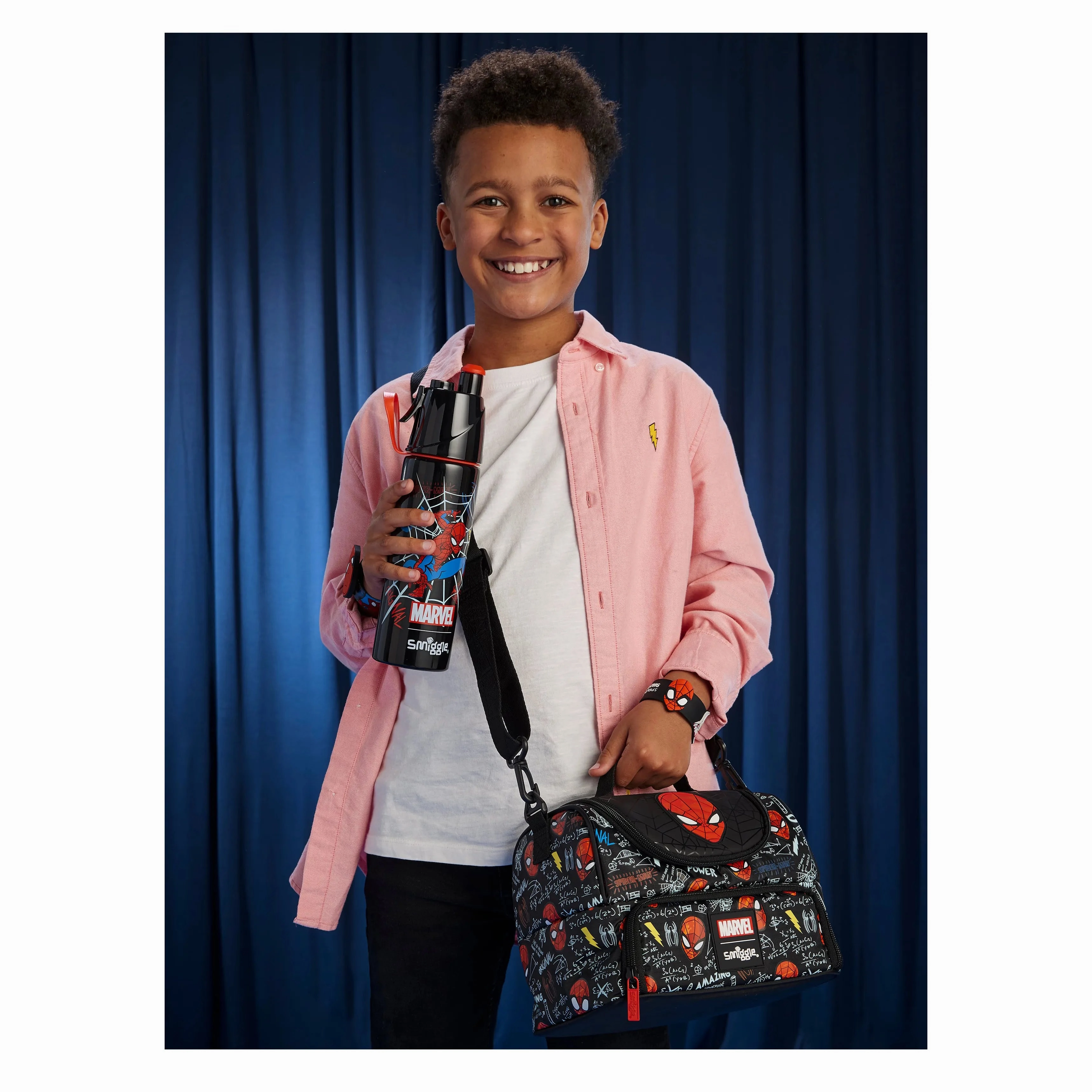 Smiggle Spider-Man Double Pocket Lunchbox With Strap