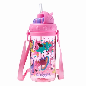 SMIGGLE Up & Down Teeny Tiny Plastic Drink Bottle With Strap 400Ml - Pink
