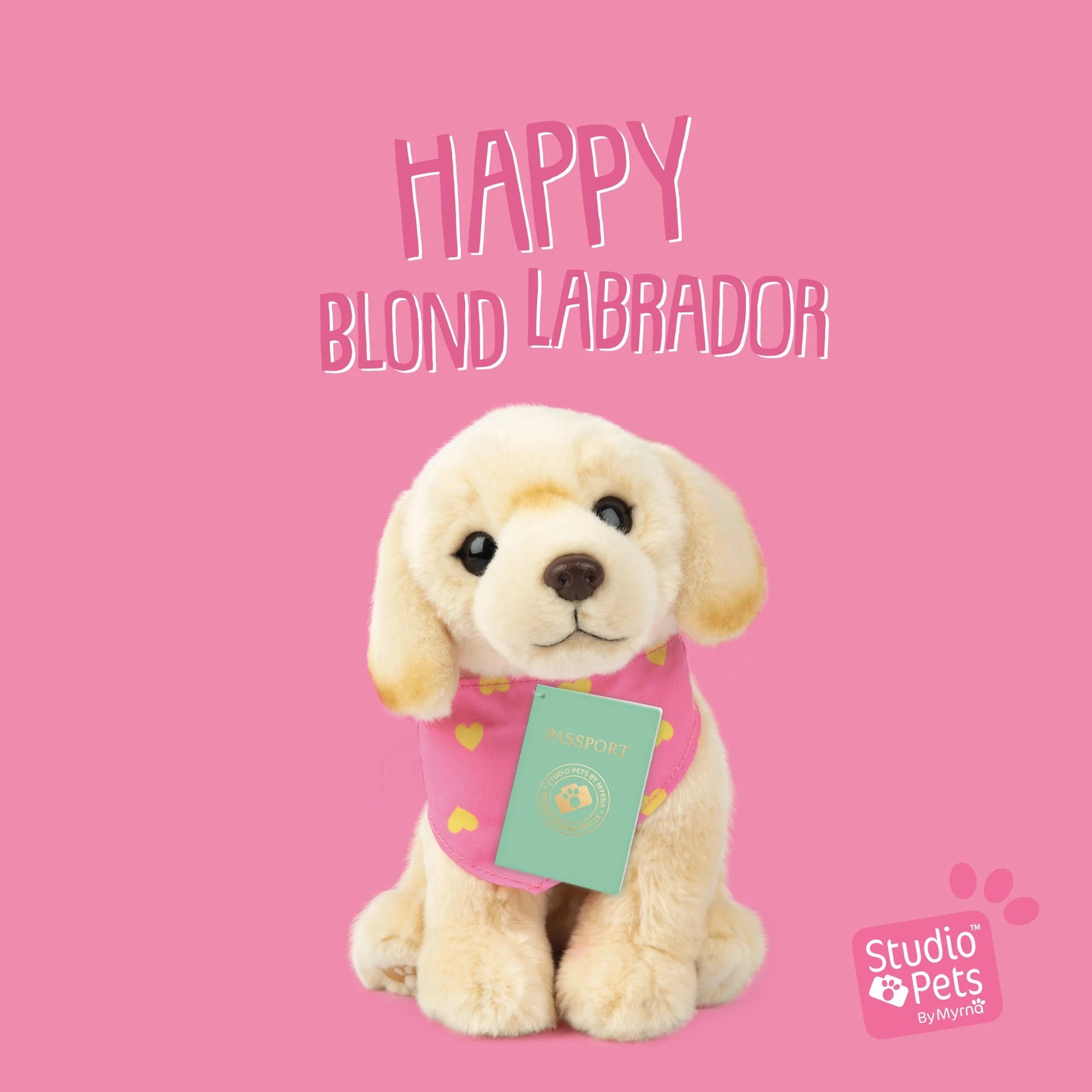 Studio Pets Happy Cuddle Dog Blonde Labrador 23cm Plush