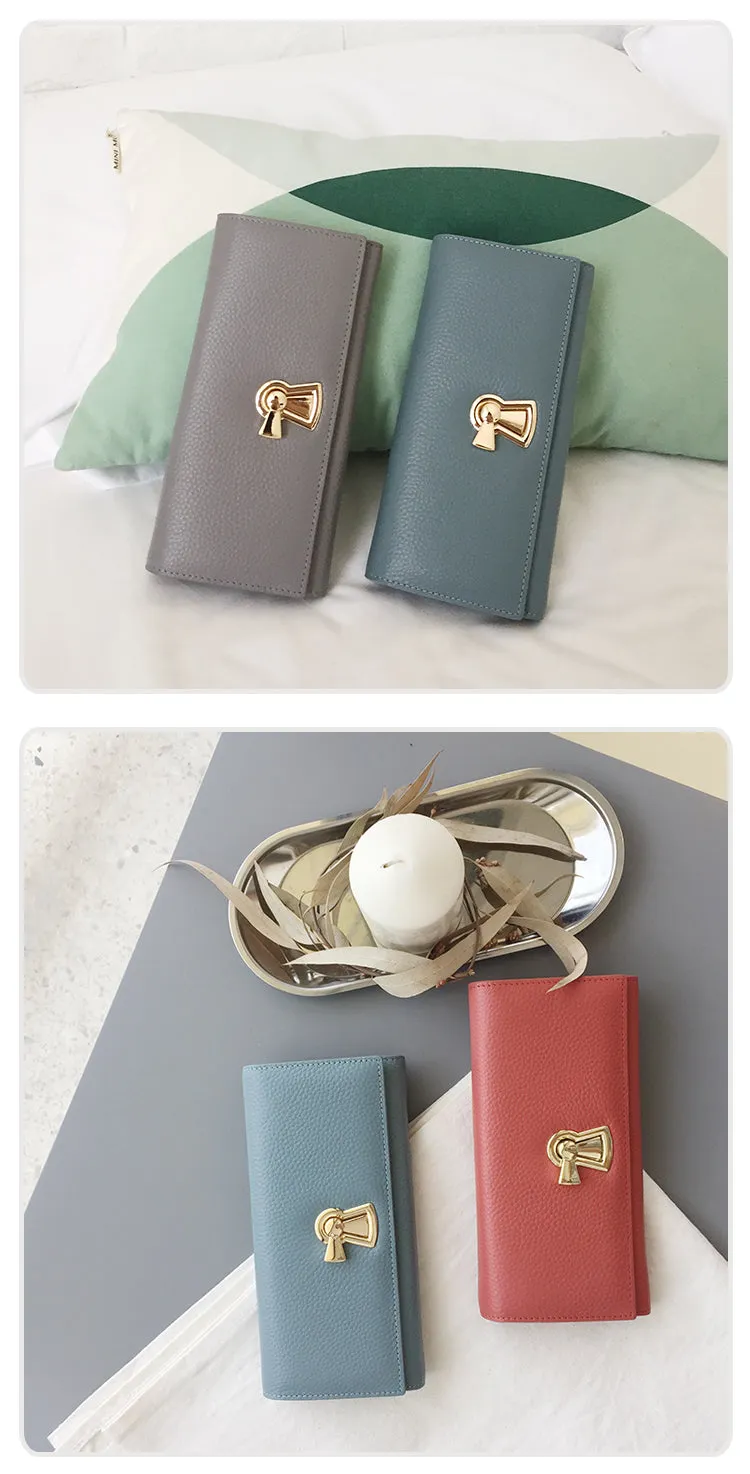 Stylish Leather Womens Bifold Long Wallet for Women Clutch Wallet