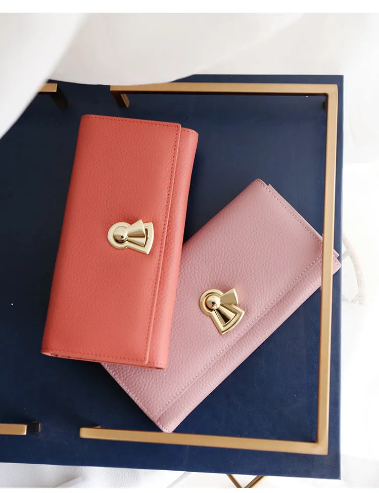 Stylish Leather Womens Bifold Long Wallet for Women Clutch Wallet