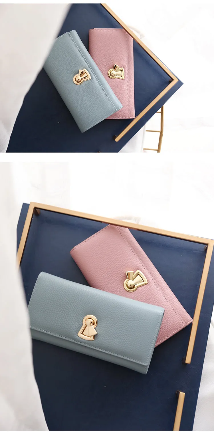 Stylish Leather Womens Bifold Long Wallet for Women Clutch Wallet