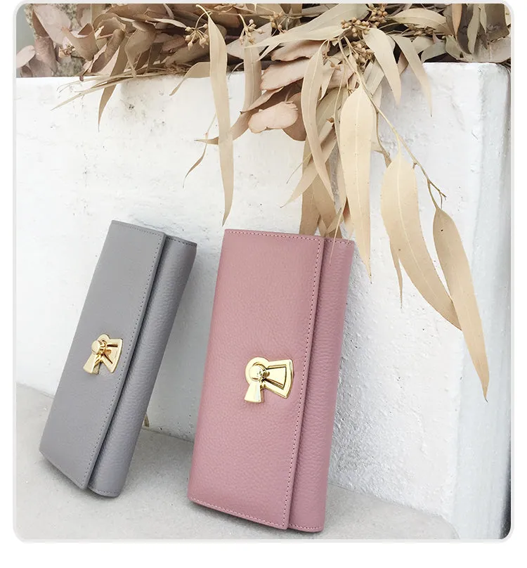 Stylish Leather Womens Bifold Long Wallet for Women Clutch Wallet