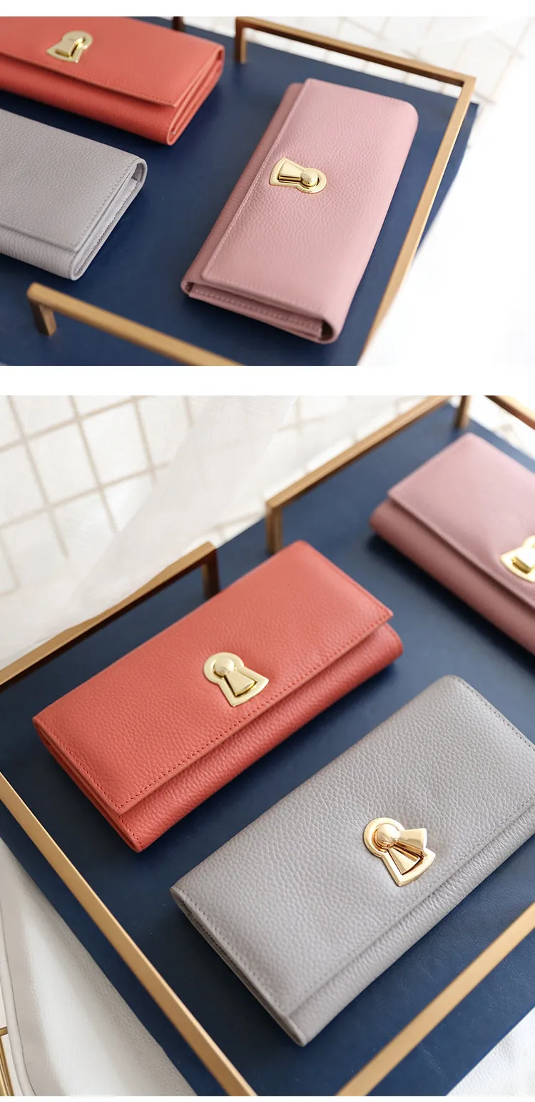 Stylish Leather Womens Bifold Long Wallet for Women Clutch Wallet
