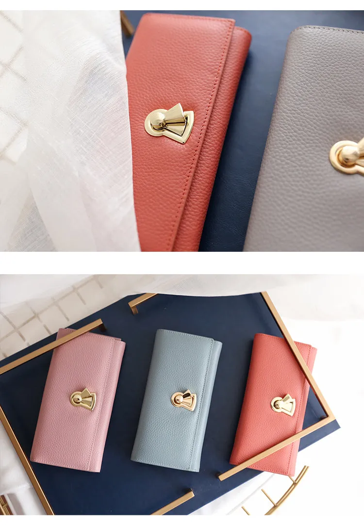 Stylish Leather Womens Bifold Long Wallet for Women Clutch Wallet