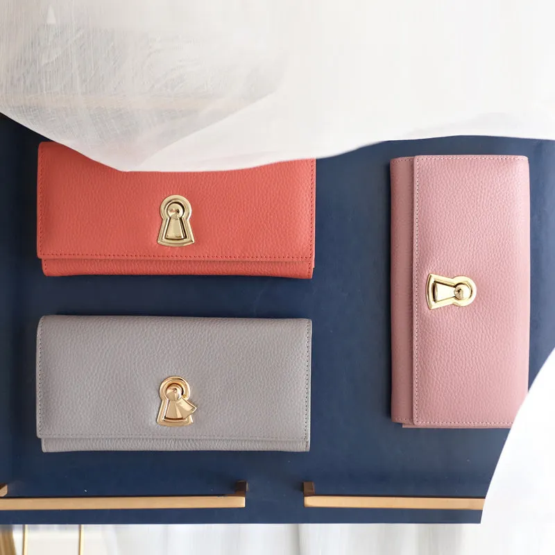 Stylish Leather Womens Bifold Long Wallet for Women Clutch Wallet