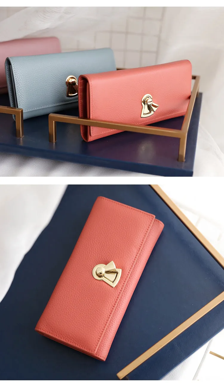 Stylish Leather Womens Bifold Long Wallet for Women Clutch Wallet