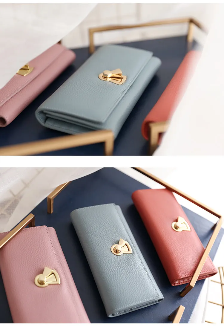 Stylish Leather Womens Bifold Long Wallet for Women Clutch Wallet