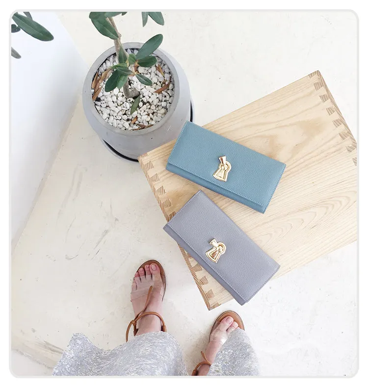 Stylish Leather Womens Bifold Long Wallet for Women Clutch Wallet