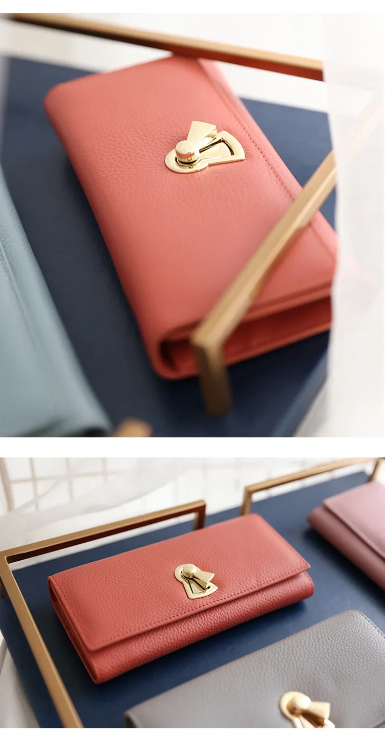 Stylish Leather Womens Bifold Long Wallet for Women Clutch Wallet