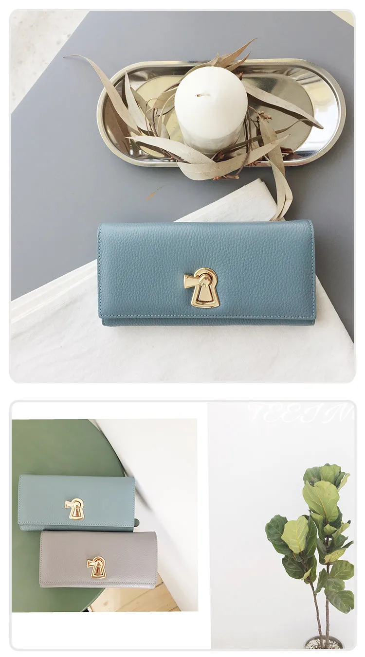 Stylish Leather Womens Bifold Long Wallet for Women Clutch Wallet