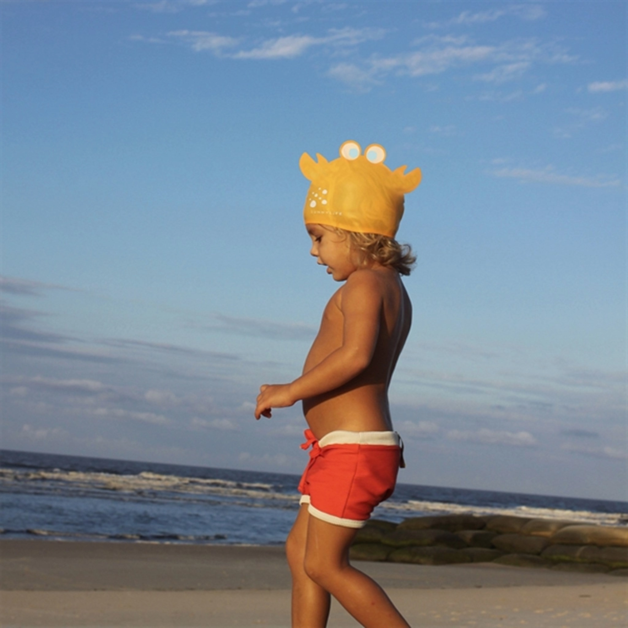 SunnyLife Swimming Cap Sonny the Sea Creature Neon Orange