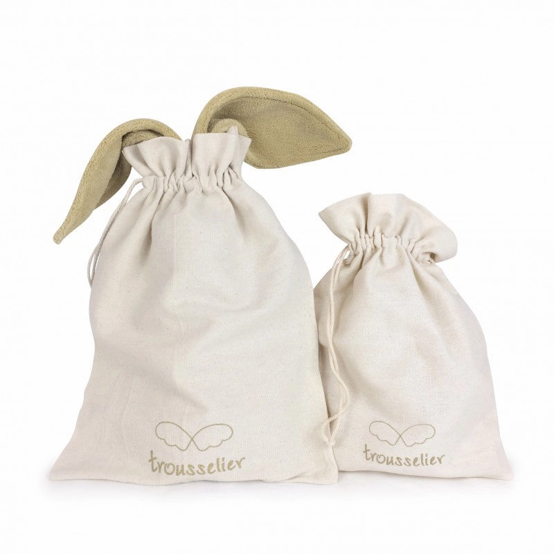 Trousselier Musical Bunny Fluffy 25cm Celadon Green Organic Cotton